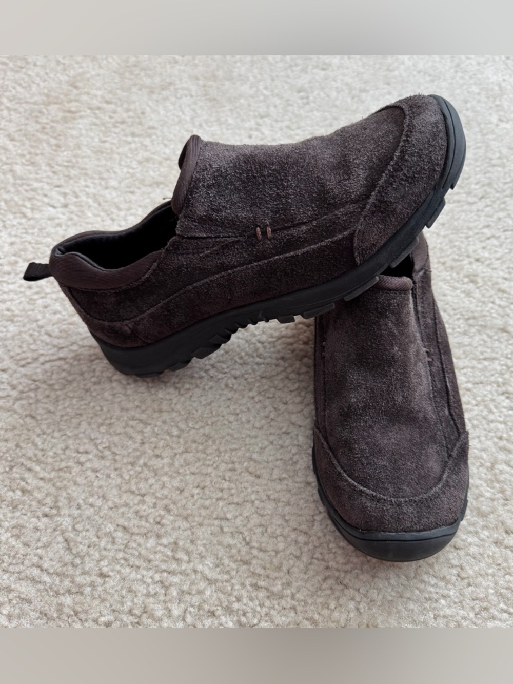 Lands End Slip-On Suede Casual Shoes in Dark Brown